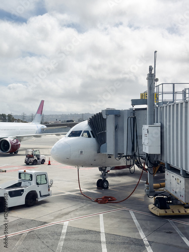 Airplane ready to board at the airport  photo