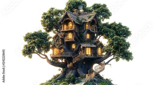 Luxury Fantasy Houses: Enchanting Architectural Masterpieces Isolated In White Background