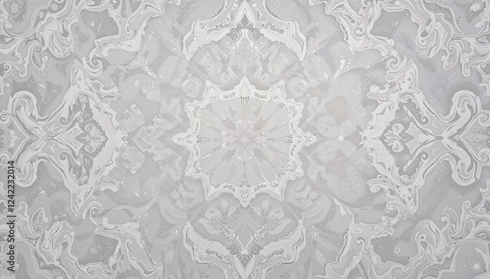 Elegant silver arabesque pattern close-up, Ramadan ambiance Elegant silver arabesque pattern close-up, Ramadan ambiance
