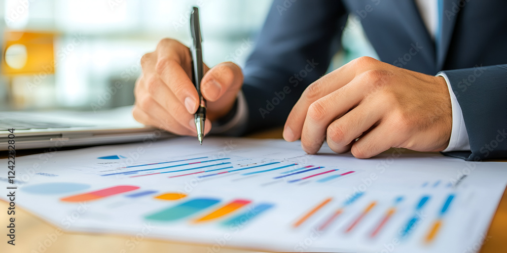 Business Consultant Analyzing Data in Conference Room Business Consultant Analyzing Data in Conference Room