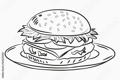 hand drawn vector illustration of an  burger