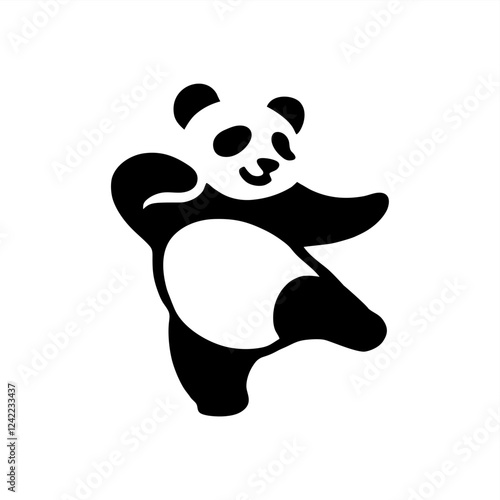 cute happy panda bear dancing