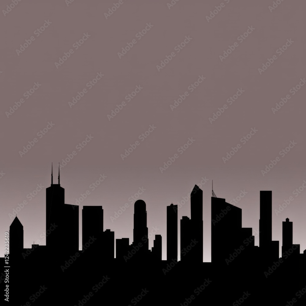 Obraz premium Sunset city skyline silhouette with a bold orange glow flat design idea skyline silhouette
