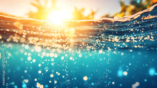 Wallpaper Mural Dynamic water splash, bubbles, ripples, underwater light rays and tranquil ocean views Torontodigital.ca