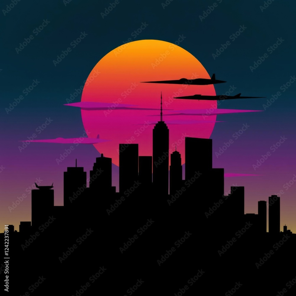 Fototapeta premium Montreal transparent layers gradient landmarks skyline skyline silhouette 