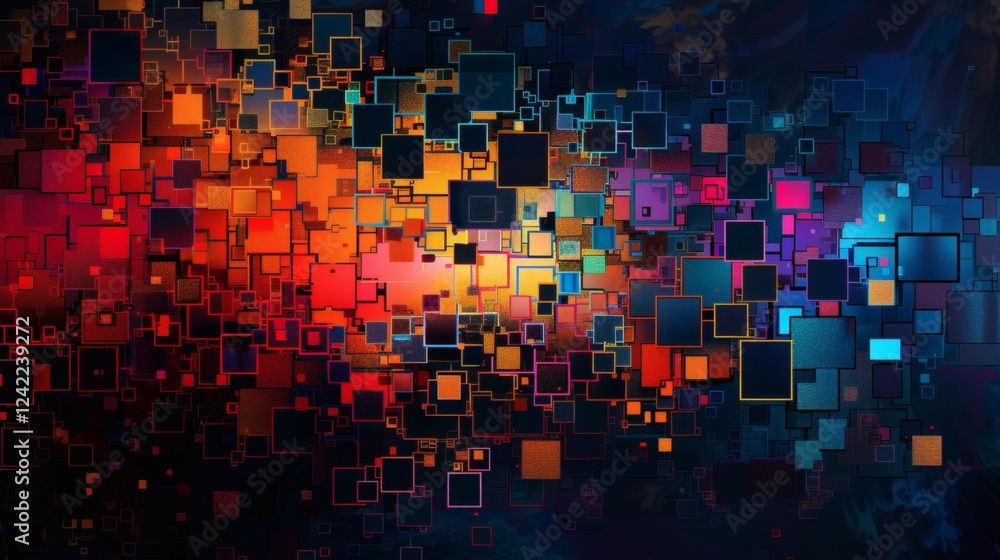 Vibrant Abstract Background with Colorful Geometric Squares Vibrant Abstract Background with Colorful Geometric Squares