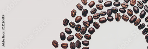 Panoramic coffee beans isolated, 