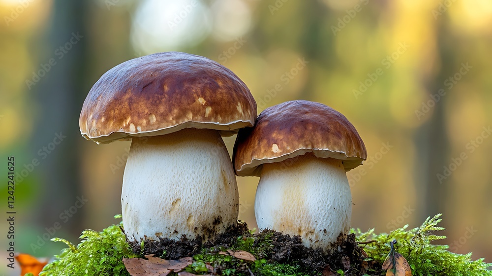 Boletus edulis or porcini mushroom in autumn forest Boletus edulis or porcini mushroom in autumn forest