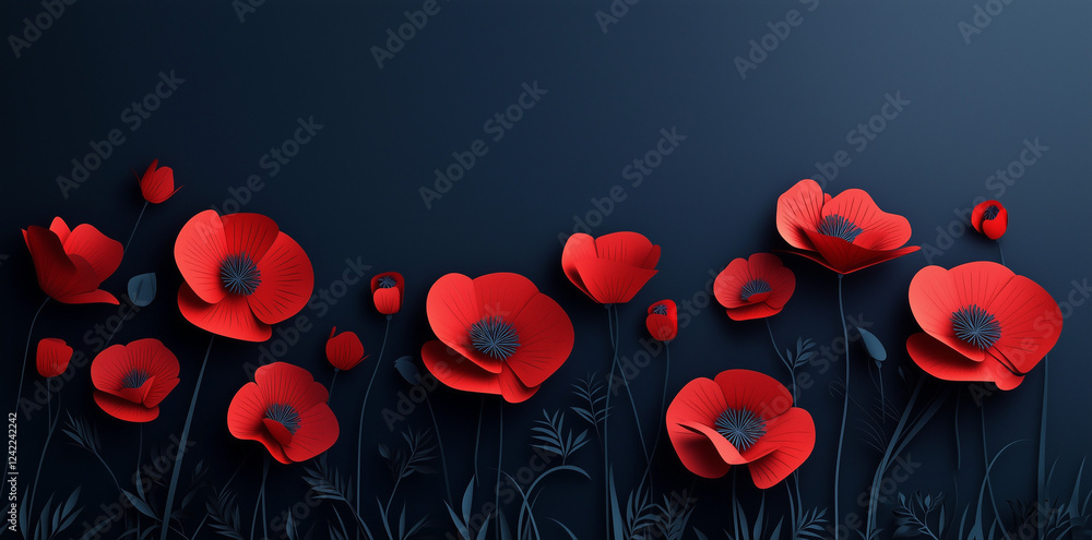 abstract background with red hearts and flower