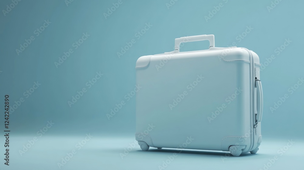 White suitcase on blue background, travel preparation White suitcase on blue background, travel preparation