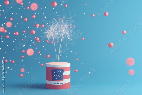 happy new year with a cup 4th july firework