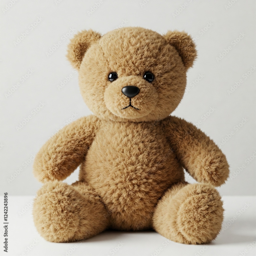 cute brown teddy bear plush toy sitting on a white background looking at the camera cute brown teddy bear plush toy sitting on a white background looking at the camera