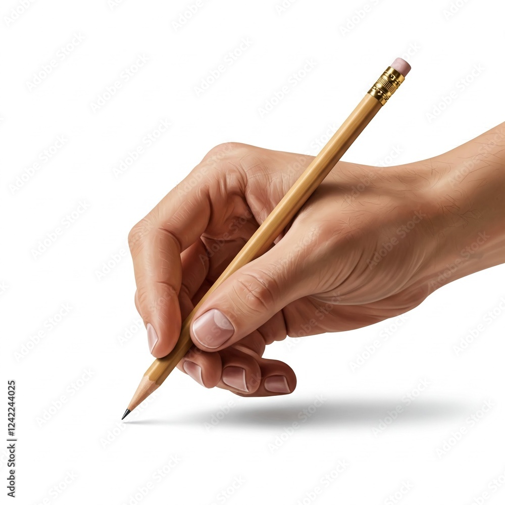 hand holding pencil writing on white background illustration hand holding pencil writing on white background illustration