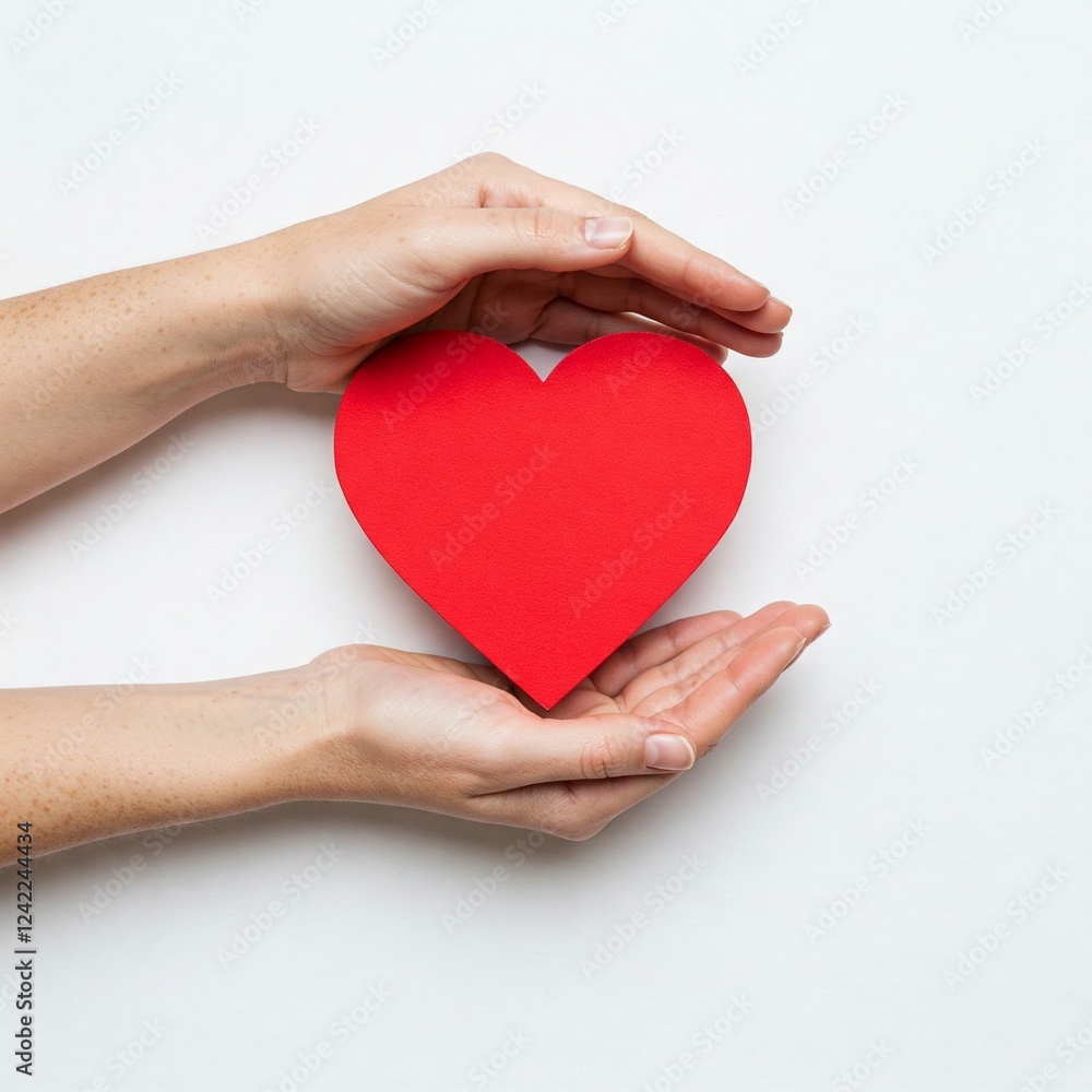 Fototapeta premium closeup hands holding red heart on white background love valentine's day romance