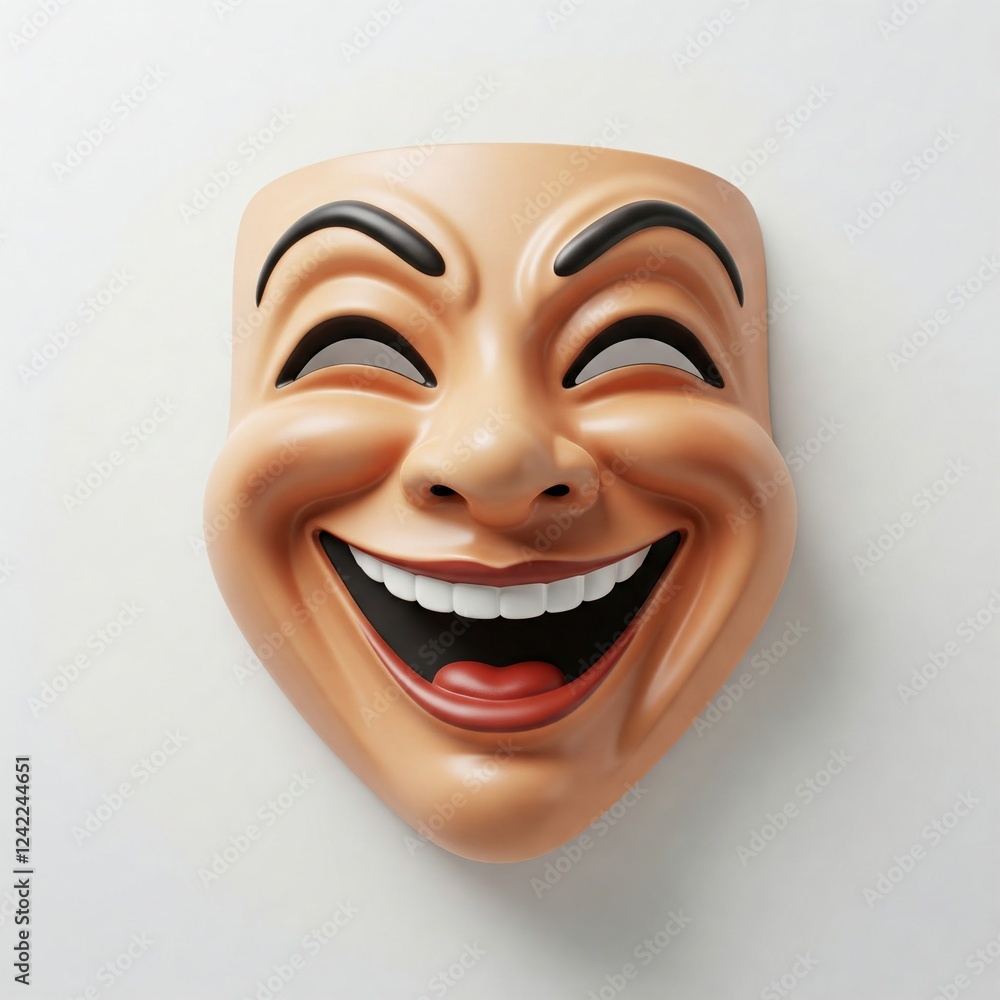3d render of a smiling playful mask with a big grin and white teeth on a white background 3d render of a smiling playful mask with a big grin and white teeth on a white background