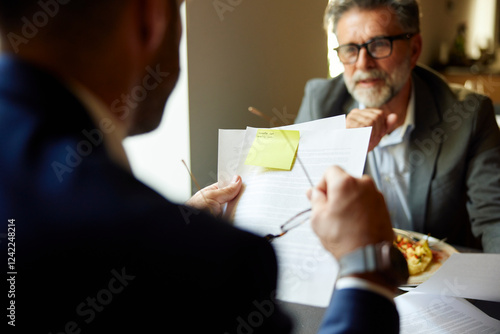 Businessmen works in the restaurant