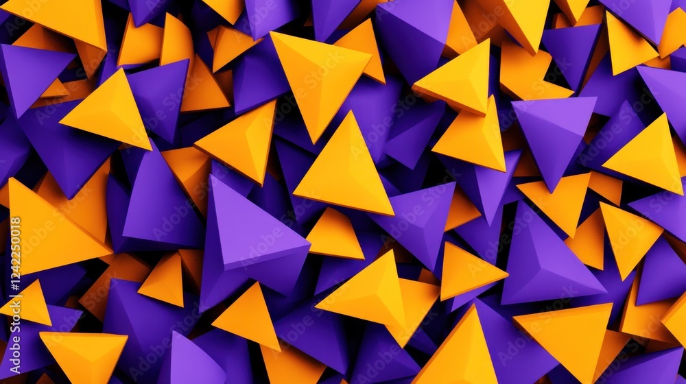 Abstract background of purple and orange triangles. Abstract background of purple and orange triangles.