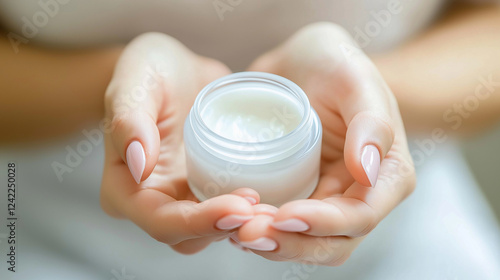 Elegant Skincare Cream in Hands photo