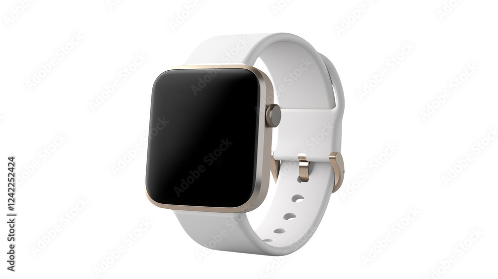 Sleek White Smartwatch with Gold Accents Modern Technology and Minimalist Design for Digital Lifestyle Imagery Sleek White Smartwatch with Gold Accents Modern Technology and Minimalist Design for Digital Lifestyle Imagery