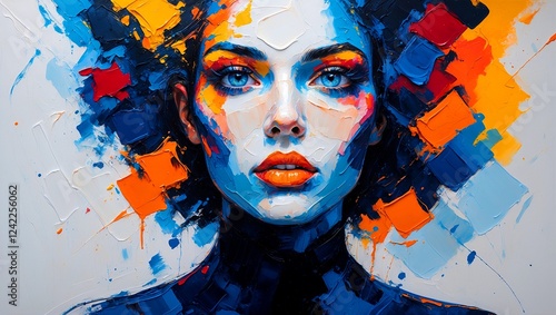 Panel kuchenny z motywem Vibrant abstract portrait with bold colors and texture