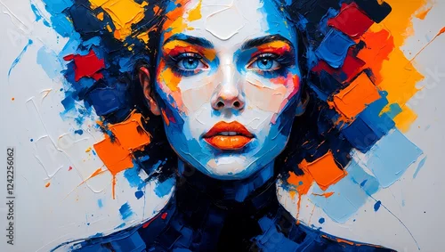 Panel kuchenny z motywem Vibrant abstract portrait with bold colors and texture