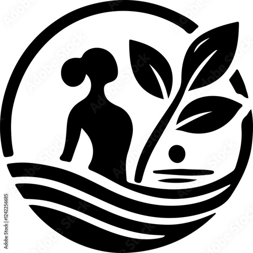 vector illustration sketch icon logo image mascot abstract modern silhouette of people for future technology based company 