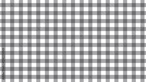 Gray and white tablecloth gingham background. Check and tweed seamless patterns. Gray plaid fabric or tablecloth background