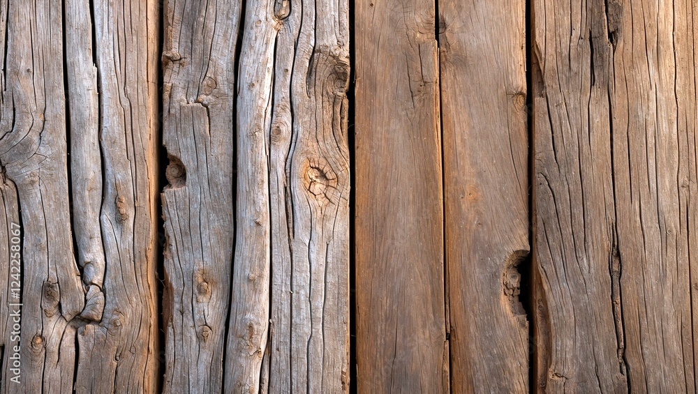 Fototapeta premium Weathered wooden planks showcasing natural grain texture