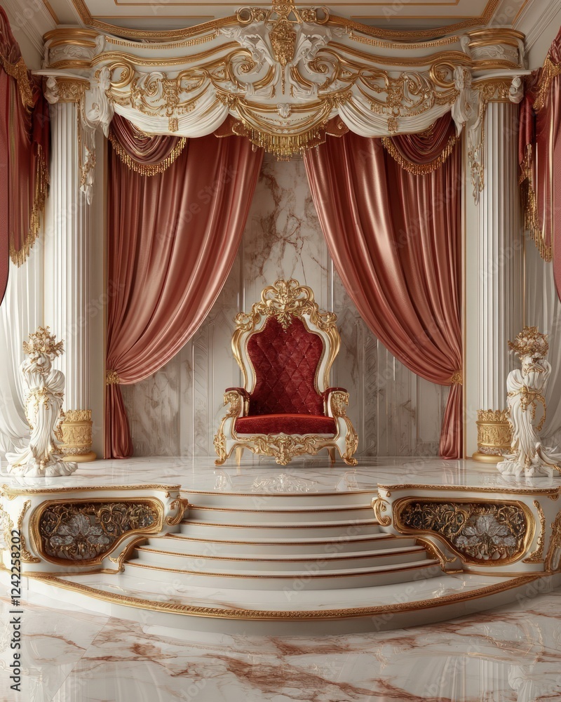 Fototapeta premium Opulent Throne Room: A Regal Interior Design.