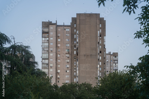 Brutalism Soviet architecture buildings in New Belgrade Block district