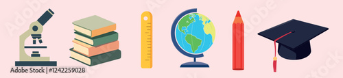 Education tools for academic success, vector element set