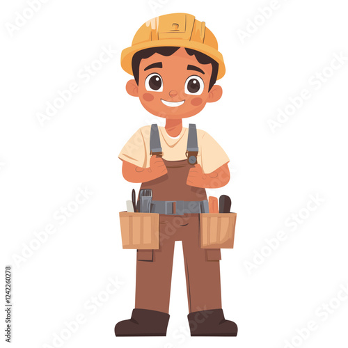 Carpenter cartoon illustration worker helmet vector