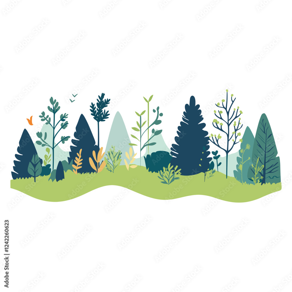 Obraz premium Nature landscape border forest plants trees vector
