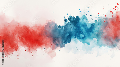 Obraz na płótnie abstract dynamic burst of blue and red colorful watercolor background 4th july background w salonie