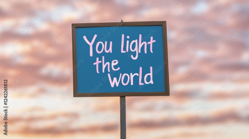 Obraz premium World Compliment Day concept. Message You Light the World on Scenic Sunrise or Sunset Landscape Background