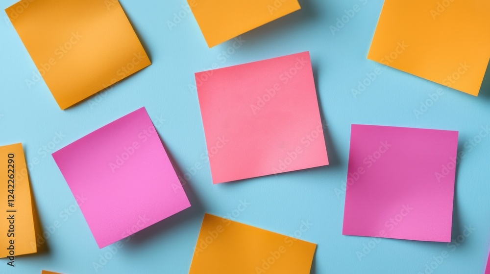 World Compliment Day concept. Vibrant Flat Lay of Colorful Sticky Notes Arranged in Geometric Pattern World Compliment Day concept. Vibrant Flat Lay of Colorful Sticky Notes Arranged in Geometric Pattern
