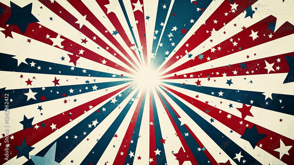 american flag background dynamic composition of radial pattern with star and stripes