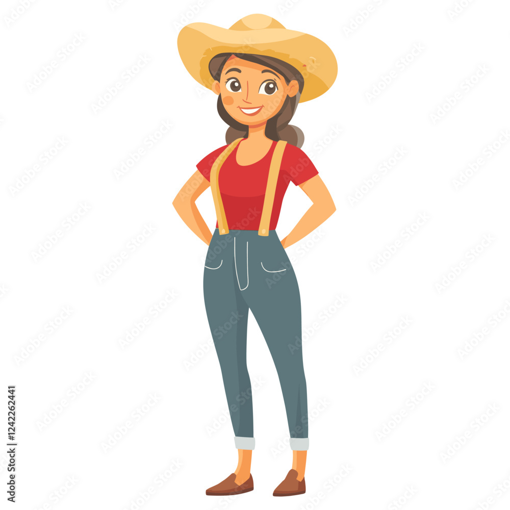Woman farmer cartoon illustration female vector Woman farmer cartoon illustration female vector