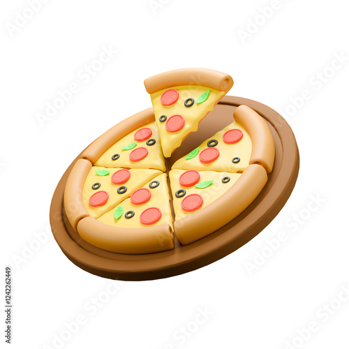 a 3d illustration of pizza with full topping 