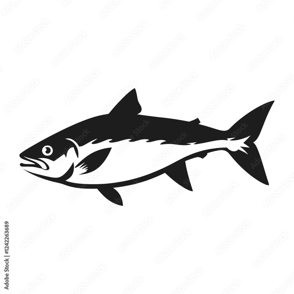 Musky fish silhouette illustration black white vector Musky fish silhouette illustration black white vector