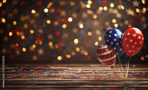 a festive background with balloon and confetti independence day background