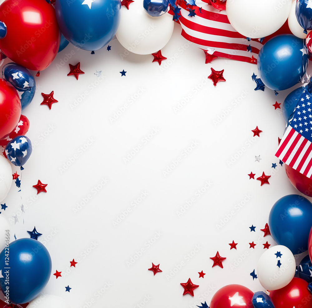 independence day background new year background with balloons a frame with blue red and white balloon