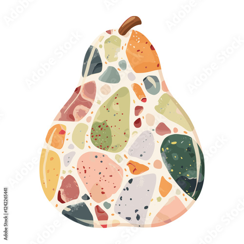 Terrazzo pear shapes fruit art vector