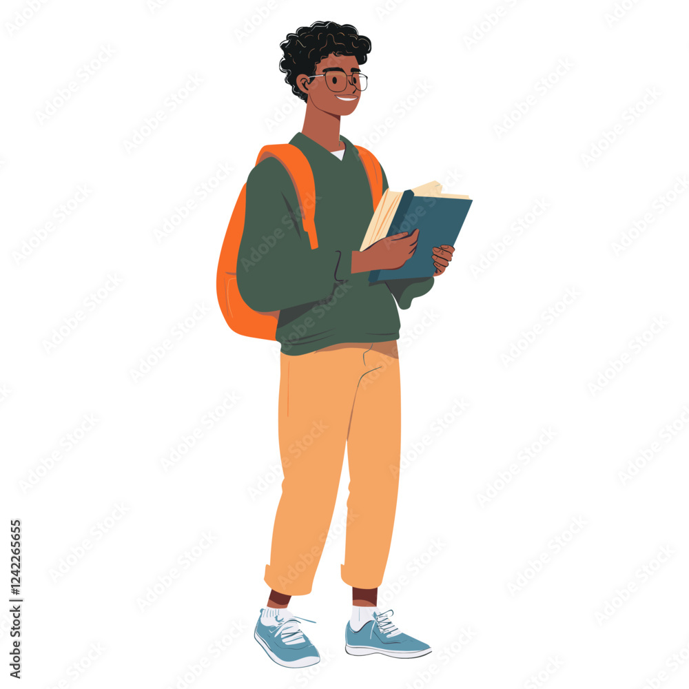 Young student man illustration clothing backpack vector Young student man illustration clothing backpack vector