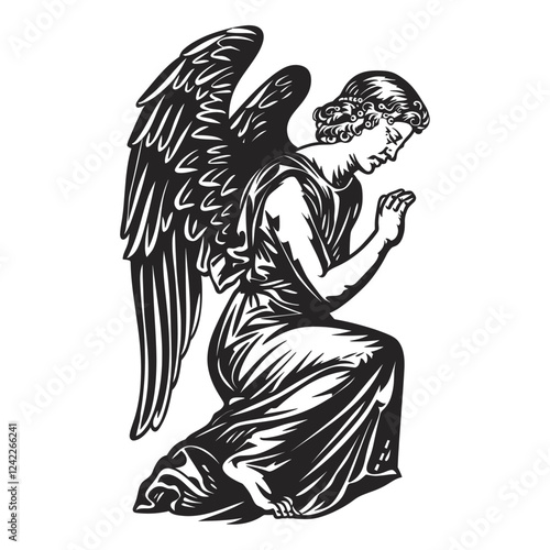 Angel angel illustration kneeling vector