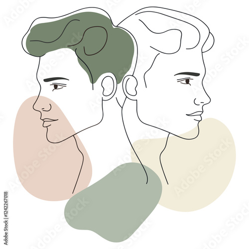 Abstract gay couple line art drawing illustration minimalist vector