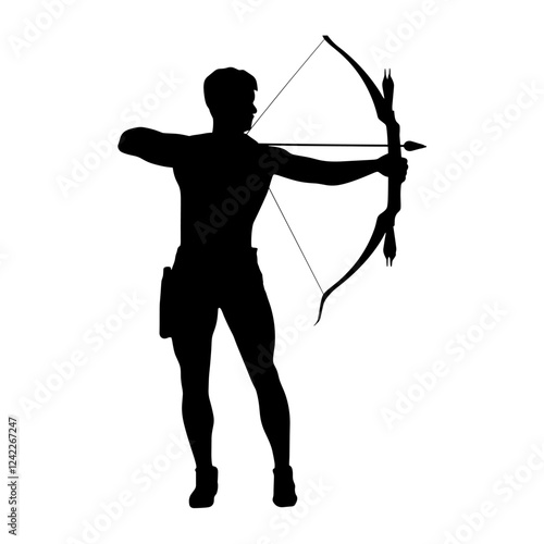 Archery player silhouette illustration sports vector