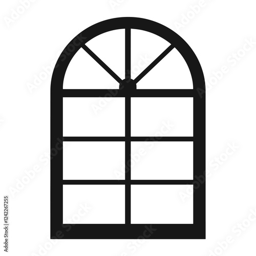 Cruve window silhouette black architectural vector