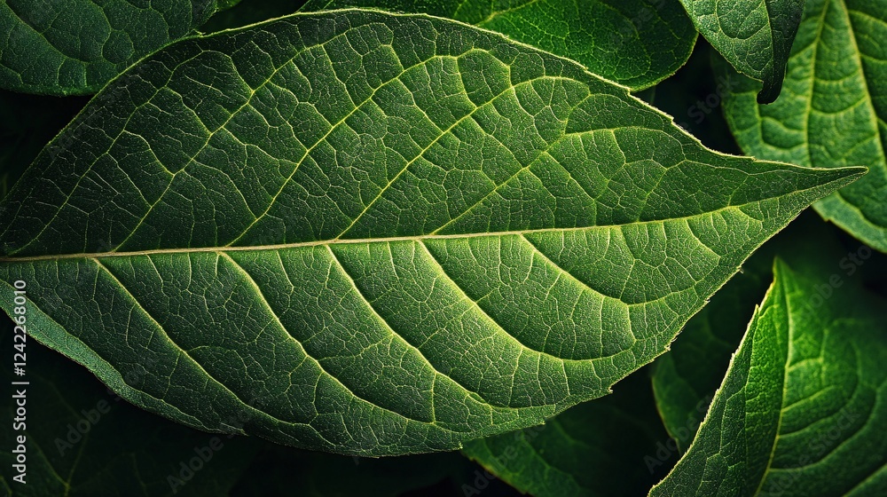 Natural background with green leaf veins and texture on display Natural background with green leaf veins and texture on display