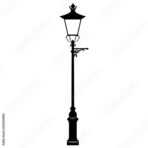Vintage streetlights silhouette black white vector